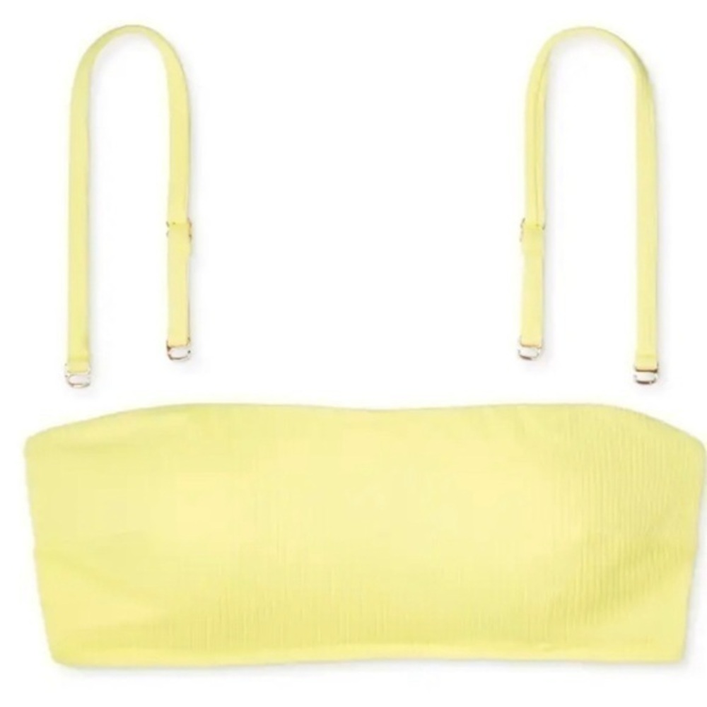 New Shade & Shore Yellow Bandeau Convertible Bikini Top Size 36C NWT